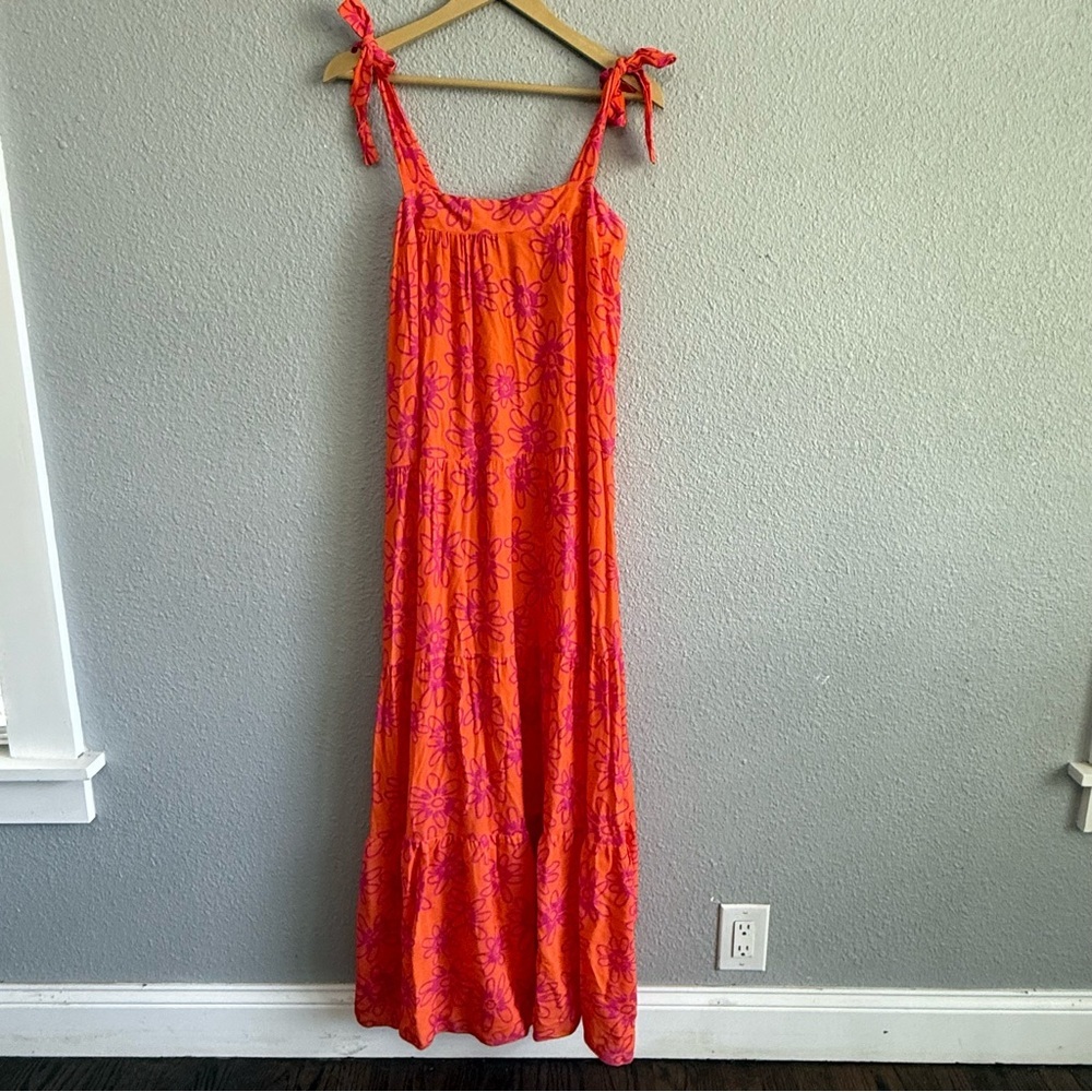 FRNCH Shoulder Tie Tiered Dress Size‎ Medium EUC